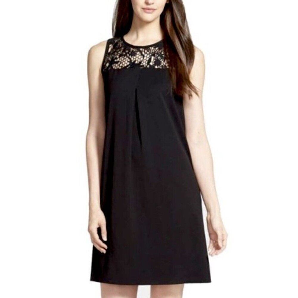 Classiques Entier Linen Mini Shift Dress Sz 6 Lace Crochet Chic Romantic Goth